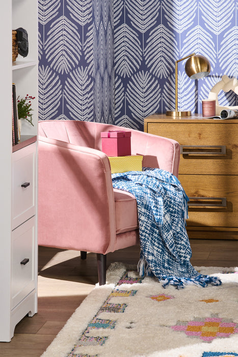 Brinley 29\" Velvet Fabric Accent Chair with Wood Legs - Pink