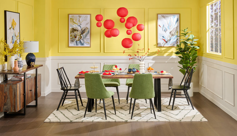 Miya Dining Chair with Polyester Fabric, Metal - Moss Green