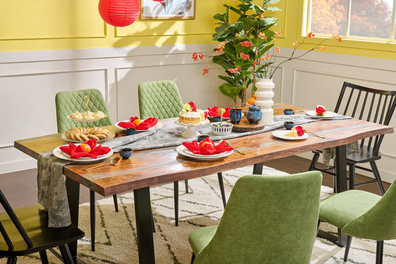 Miya Dining Chair with Polyester Fabric, Metal - Moss Green