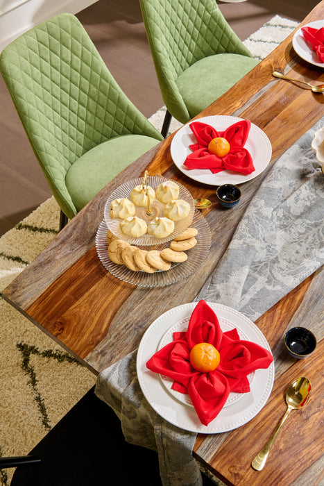 Miya Dining Chair with Polyester Fabric, Metal - Moss Green