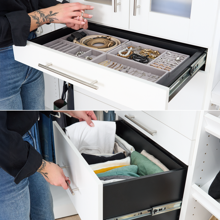 Bestar Florence 132\" Modular Walk-In Closet System with Drawers and Shoe Shelves Shaker Style - White