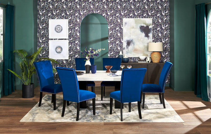 Cami Dining Chair with Velvet Fabric - Blue