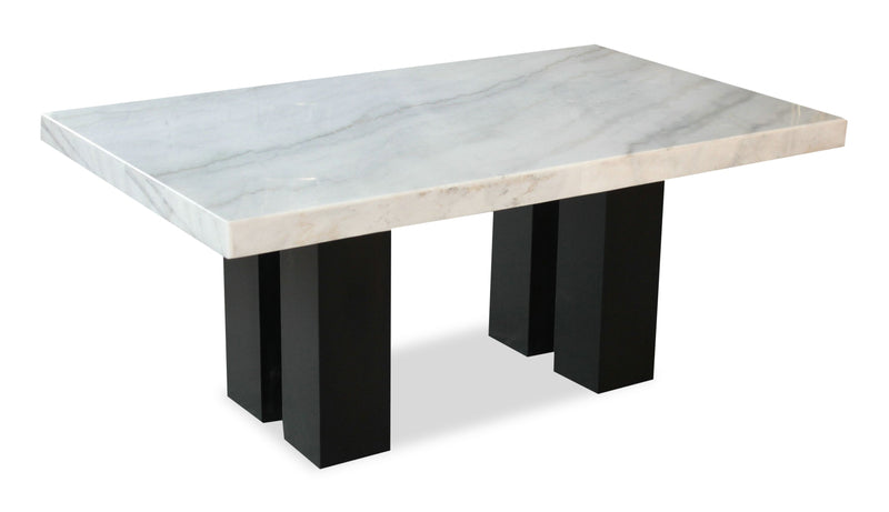 Cami Dining Table with Genuine Marble Top, 70\"W - White