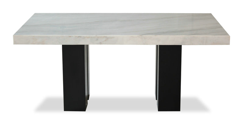 Cami Dining Table with Genuine Marble Top, 70\"W - White