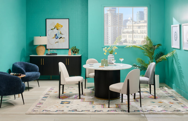 Kort & Co. Capri Dining Chair with Vegan Leather Fabric, Metal - Taupe