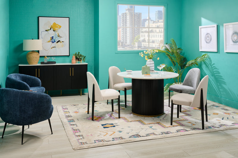 Kort & Co. Capri Dining Chair with Vegan Leather Fabric, Metal - Taupe