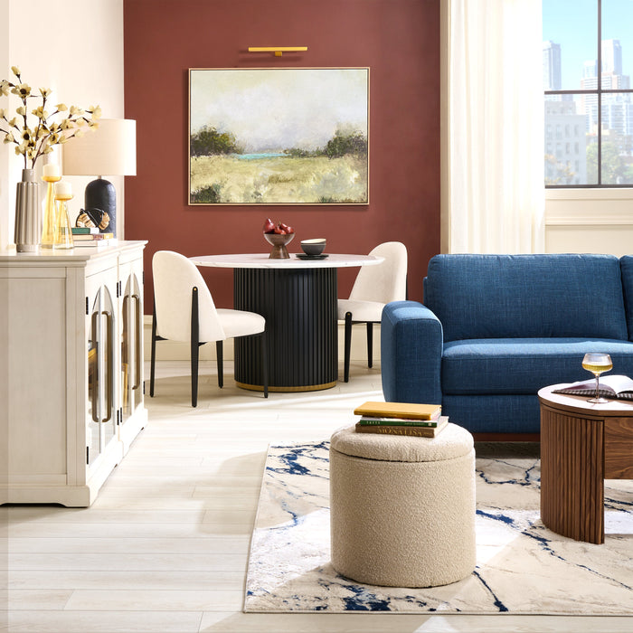 Kort & Co. Capri Dining Chair with Linen-Look Fabric, Metal - Beige