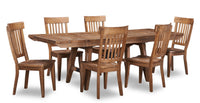 Cedar 7pc Dining Set with Table & 6 Chairs, Pine Wood, Trestle-Base, 72.07