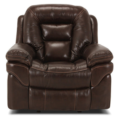 Leo 41" Genuine Leather Fabric Power Reclining Chair - Walnut Brown | Fauteuil à inclinaison électrique Leo de 41 po en tissu de cuir véritable - brun noyer