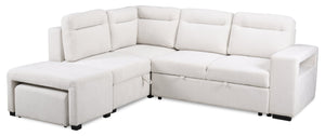 Coast 3-Piece Left-Facing Ivory White Fabric Sleeper Sectional with Storage Chaise and Storage Armrest