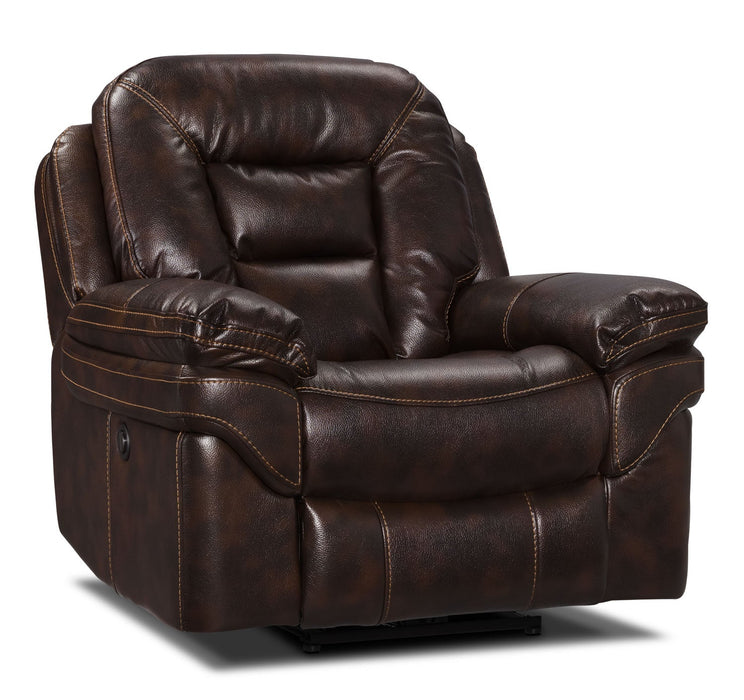 Leo 41\" Leather-Look Fabric Power Reclining Chair - Walnut Brown