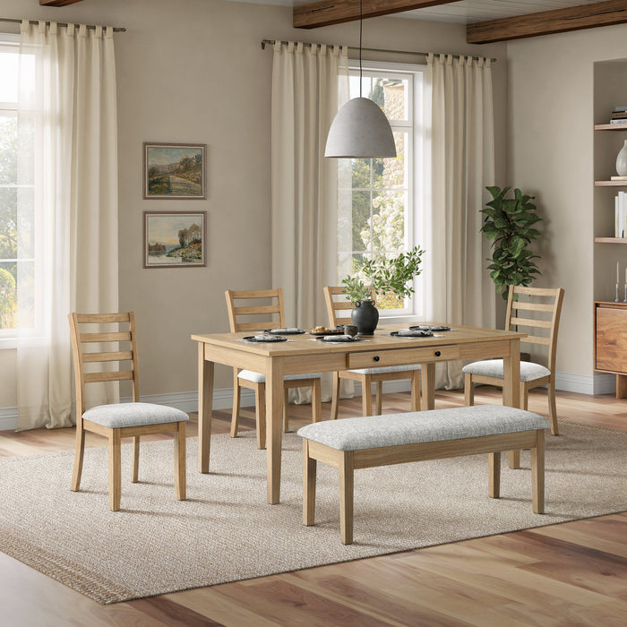 Cove Dining Chair with Cushion Fabric Seat, Ladder-Back – Natural/Grey