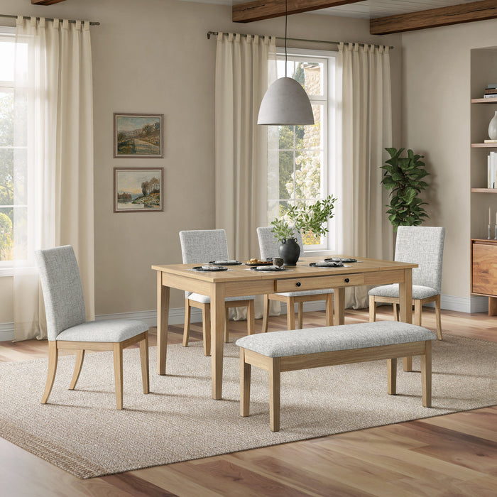 Cove Dining Table with Storage Drawers, Melamine, 66\"W - Natural/Grey