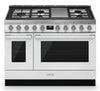 Smeg Portofino 6 Cu. Ft. Double Oven Dual Fuel Range - CPF48UGMWH