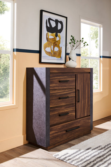 Scott Living Dante Bedroom 4-Drawer Chest with Storage Cabinet, 46\"W x 45\"H - Brown