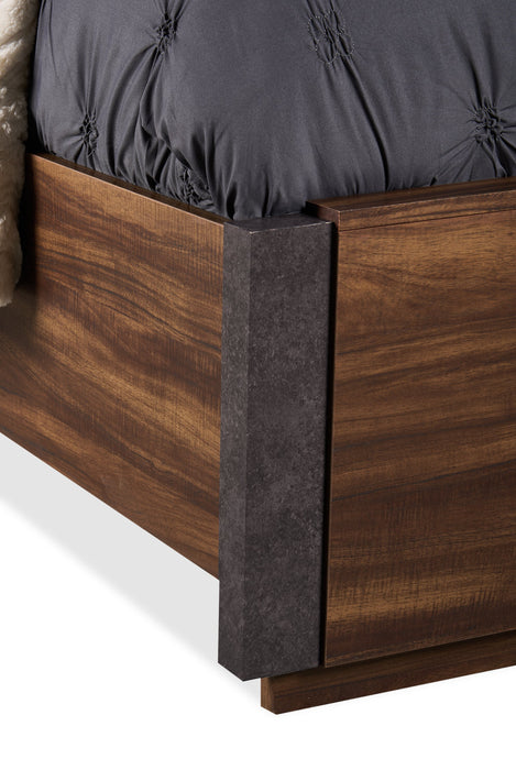 Scott Living Dante Panel Bed with Headboard & Frame, Brown - Queen Size