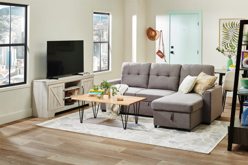 Davin 61\" Rustic TV Stand with Storage and Cable Management for TVs up to 70\"- Whitewash