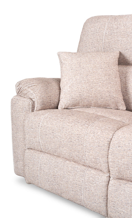 Made in Canada Dawson 64\" Fabric Power Reclining Loveseat with USB Port and Accent Pillows - Beige