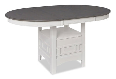 Dena Dining Table with 42-60"W Extension, Round  - Dove Grey | Table de salle à manger ronde Dena de 42 po à 60 po (L) avec rallonge - gris tourterelle