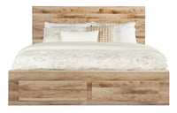 Derekson Storage Bed with 2 Built-In Footboard Drawers, Natural - Queen Size 