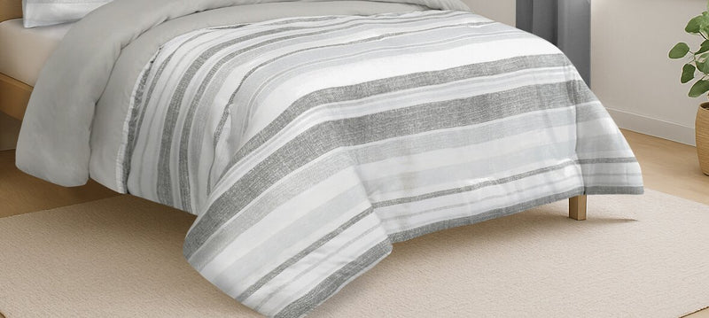 Dodger 3-Piece Queen Comforter Set – Grey and White 