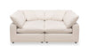 Eclipse Modular 4-Piece Linen-Look Fabric Pit Sofa Sectional with Reversible Feather Down Cushions - Linen White