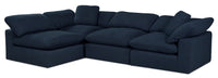 Eclipse 4-Piece Linen-Look Fabric Modular Sectional - Navy 