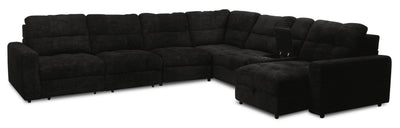 Scott Living Elevate Modular 7-Piece Right-Facing Chenille Fabric Power Sliding Sectional with Storage - Ebony | Sofa sectionnel modulaire à coulissement électrique de droite Elevate de Scott Living 7 pièces en tissu de chenille avec rangement - Ebony