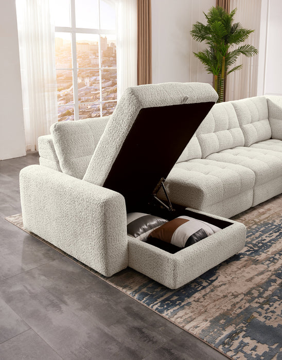 Scott Living Elevate Modular 7-Piece Left-Facing Chenille Fabric Power Sliding Sectional with Storage - Beige