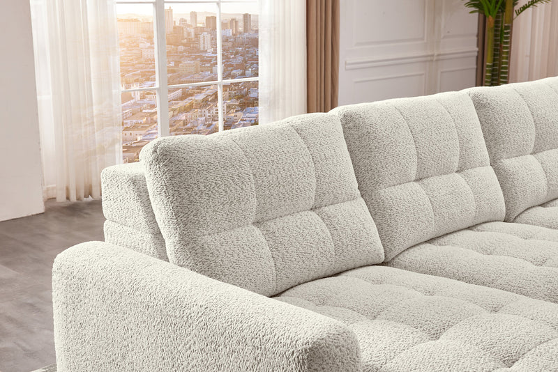 Scott Living Elevate Modular 7-Piece Left-Facing Chenille Fabric Power Sliding Sectional with Storage - Beige
