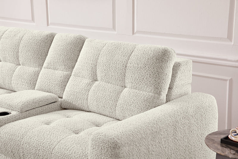 Scott Living Elevate Modular 7-Piece Left-Facing Chenille Fabric Power Sliding Sectional with Storage - Beige