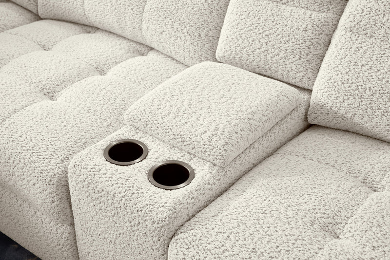 Scott Living Elevate Modular 7-Piece Left-Facing Chenille Fabric Power Sliding Sectional with Storage - Beige