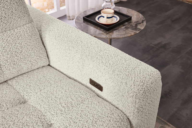 Scott Living Elevate Modular 7-Piece Left-Facing Chenille Fabric Power Sliding Sectional with Storage - Beige