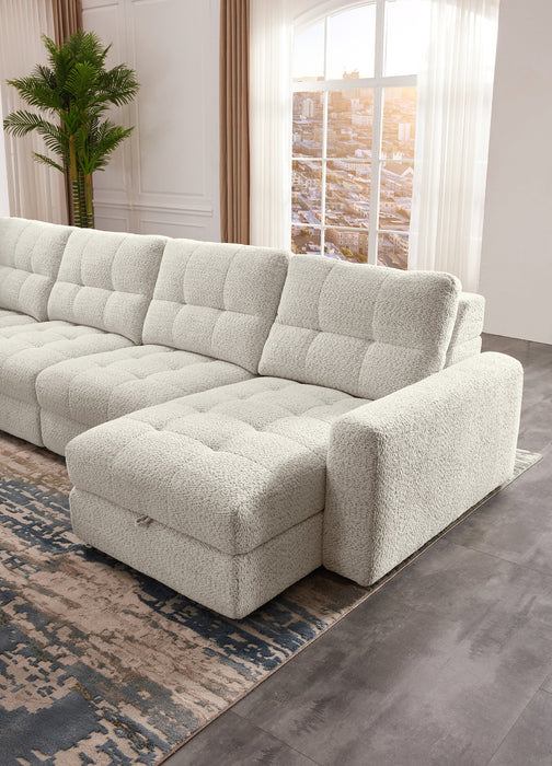 Scott Living Elevate Modular 7-Piece Right-Facing Chenille Fabric Power Sliding Sectional with Storage - Beige