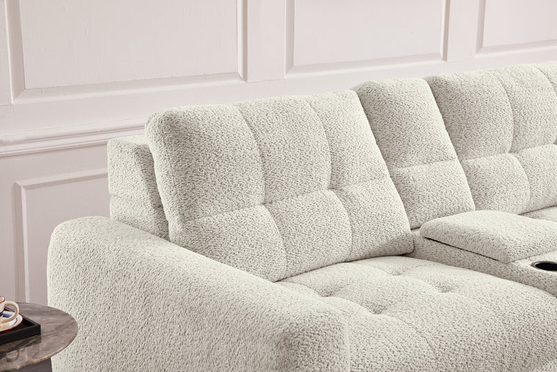 Scott Living Elevate Modular 7-Piece Right-Facing Chenille Fabric Power Sliding Sectional with Storage - Beige