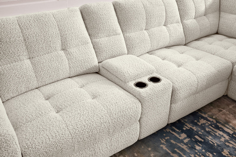 Scott Living Elevate Modular 7-Piece Right-Facing Chenille Fabric Power Sliding Sectional with Storage - Beige