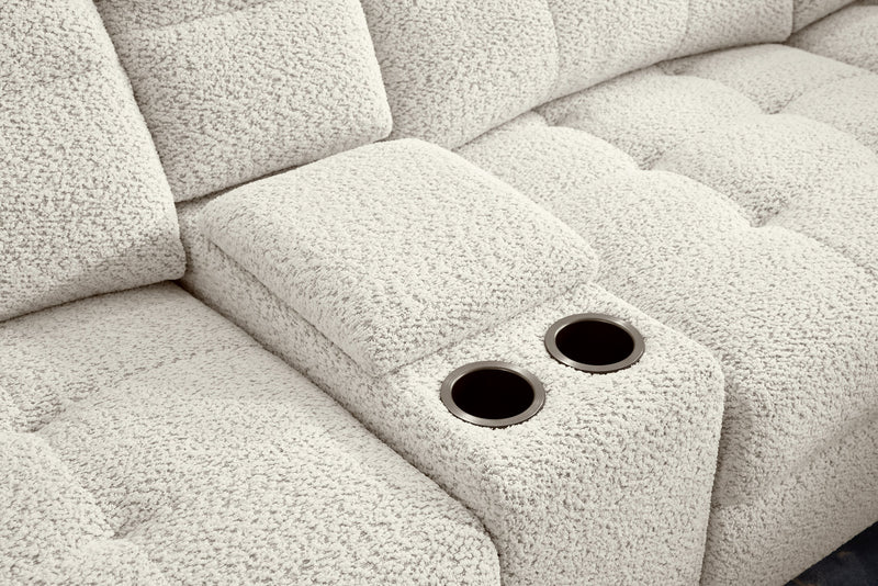 Scott Living Elevate Modular 7-Piece Right-Facing Chenille Fabric Power Sliding Sectional with Storage - Beige