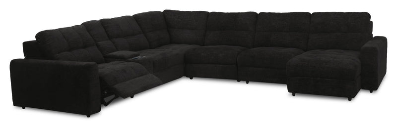 Scott Living Elevate Modular 7-Piece Right-Facing Chenille Fabric Power Reclining and Sliding Sectional - Ebony
