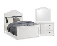 Ella 5pc Bedroom Set with Panel Bed, Dresser & Mirror, White  - Full Size 