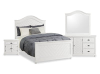 Ella 6pc Bedroom Set with Panel Bed, Dresser, Mirror & Nightstand, White - Full Size 