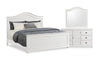 Ella 5pc Bedroom Set with Panel Bed, Dresser & Mirror, White  - King Size