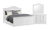 Ella 5pc Bedroom Set with Panel Bed, Dresser & Mirror, White  - King Size 