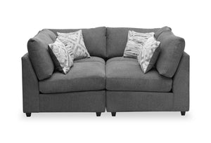 Scott Living Evolve Modular 4-Piece Linen-Look Fabric Pit Sofa Sectional with Feather Down Cushions - Charcoal