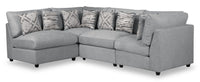 Scott Living Evolve Modular 4-Piece Linen-Look Fabric Pit Sofa Sectional with Feather Down Cushions - Grey 
