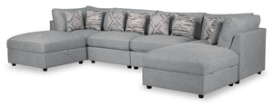 Scott Living Evolve Modular 6-Piece Linen-Look Fabric Sectional with Feather Down Cushions - Grey