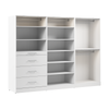 Bestar Florence 107\" Modular Walk-In Closet System With LED Lights, Rods, Shelves and Drawers Slab Style - White