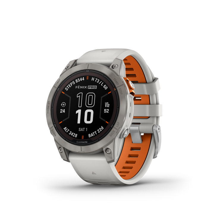 Garmin Fenix® 7 Pro Gps Smartwatch - Health Monitoring With Solar Charging, 47mm - Titanium/orange