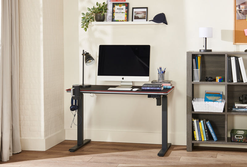 Finch 47\" Gaming Office Desk with Electric Height Adjustment and RGB Lighting – Black