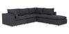Fusion Modular 5-Piece Charcoal Grey Chenille Fabric Sectional with Feather Down Cushions and Ottoman