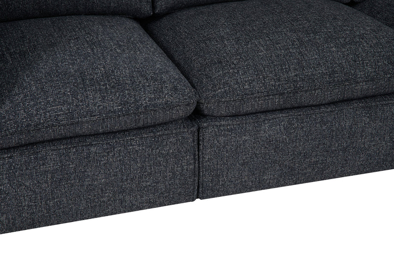 Fusion Modular 5-Piece Charcoal Grey Chenille Fabric Sectional with Feather Down Cushions and Ottoman